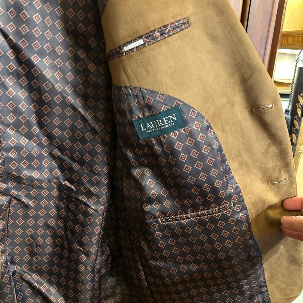 NWT LAUREN RALPH LAUREN Men’s Faux Suede Sport Coat Blazer in Tan/Brown 44L - Picture 7 of 13